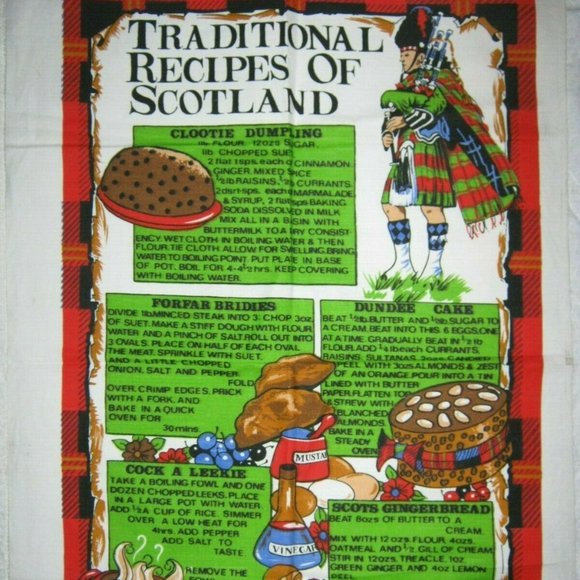 Traditional Recipes Of Scotland Linen Cotton Tea Towel - Picture 1 of 1